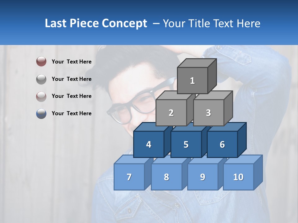 A Man Wearing Glasses And A Denim Shirt PowerPoint Template