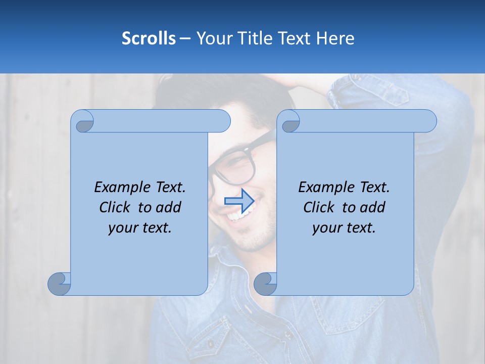 A Man Wearing Glasses And A Denim Shirt PowerPoint Template