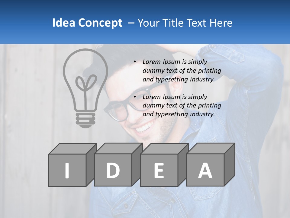 A Man Wearing Glasses And A Denim Shirt PowerPoint Template