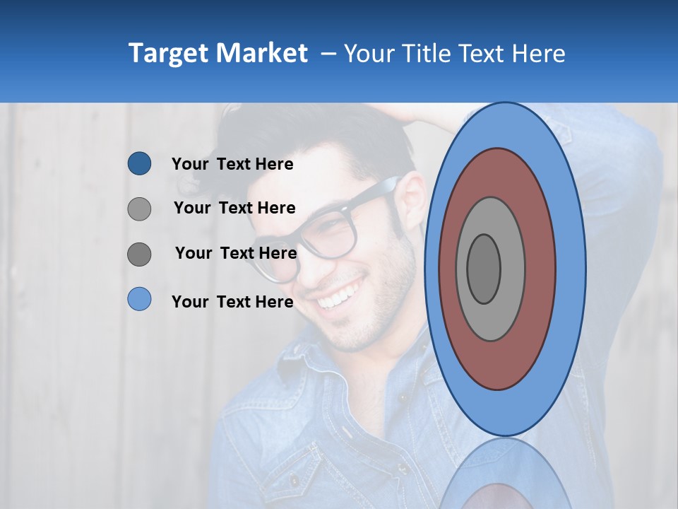 A Man Wearing Glasses And A Denim Shirt PowerPoint Template