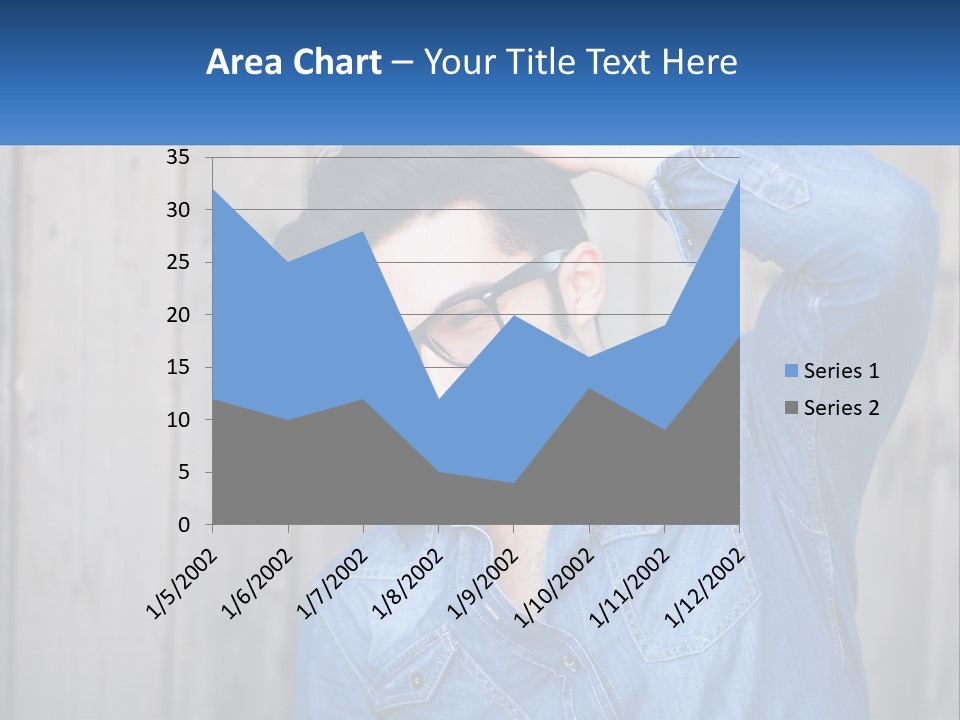 A Man Wearing Glasses And A Denim Shirt PowerPoint Template