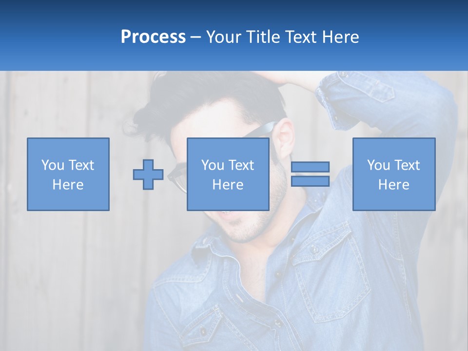 A Man Wearing Glasses And A Denim Shirt PowerPoint Template