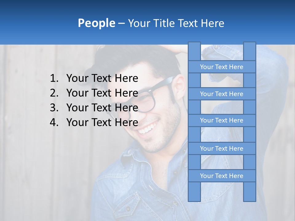 A Man Wearing Glasses And A Denim Shirt PowerPoint Template