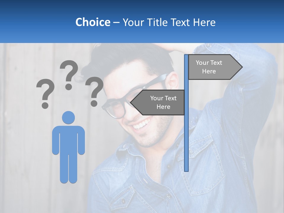 A Man Wearing Glasses And A Denim Shirt PowerPoint Template