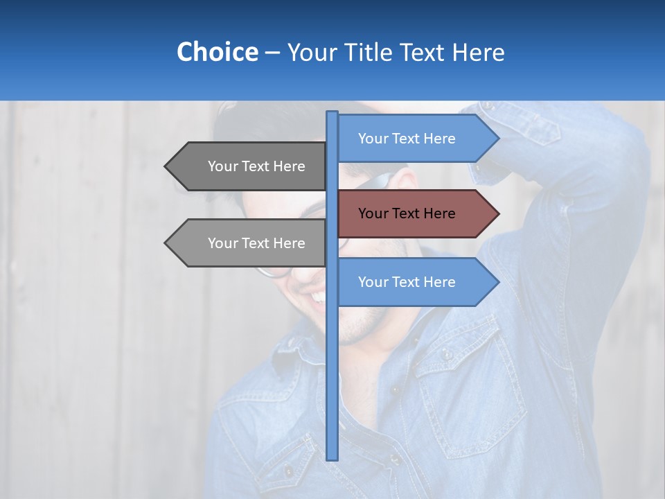 A Man Wearing Glasses And A Denim Shirt PowerPoint Template