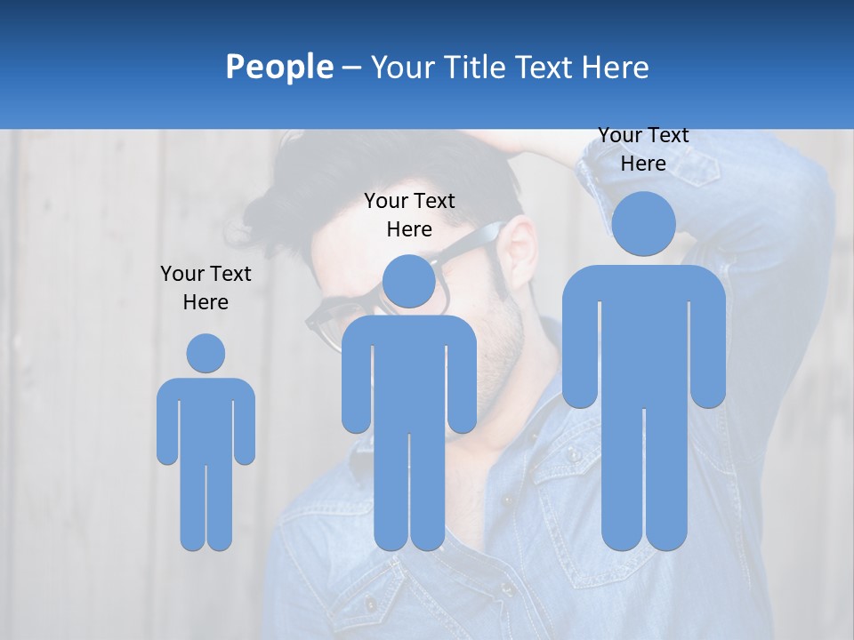 A Man Wearing Glasses And A Denim Shirt PowerPoint Template