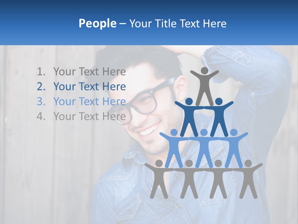 A Man Wearing Glasses And A Denim Shirt PowerPoint Template