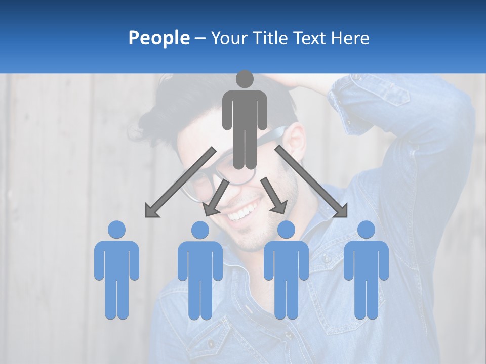 A Man Wearing Glasses And A Denim Shirt PowerPoint Template