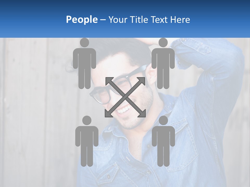 A Man Wearing Glasses And A Denim Shirt PowerPoint Template