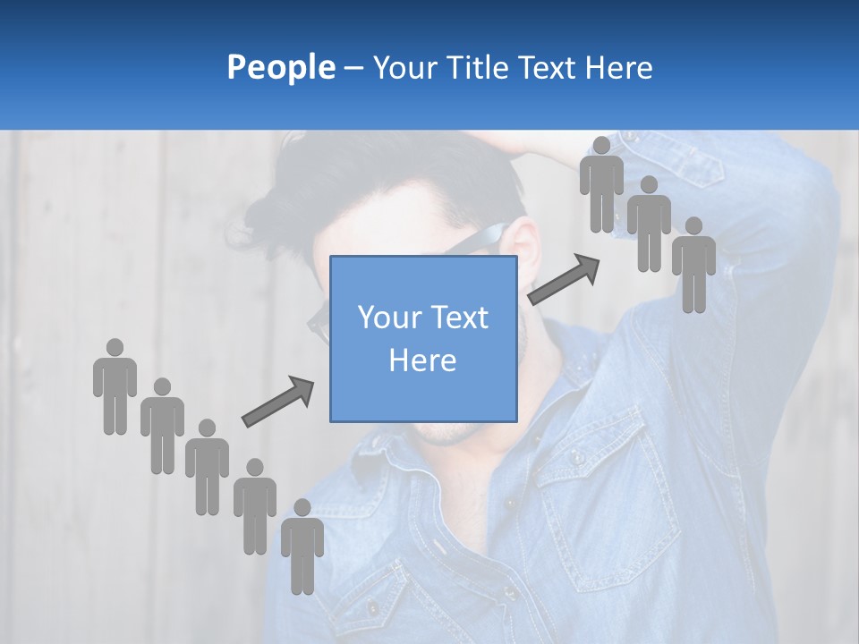 A Man Wearing Glasses And A Denim Shirt PowerPoint Template