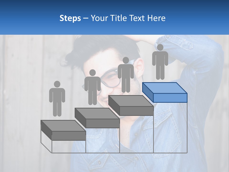 A Man Wearing Glasses And A Denim Shirt PowerPoint Template
