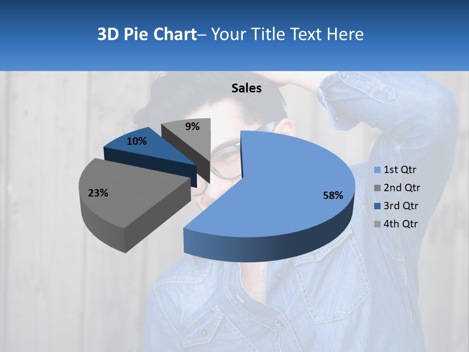 A Man Wearing Glasses And A Denim Shirt PowerPoint Template