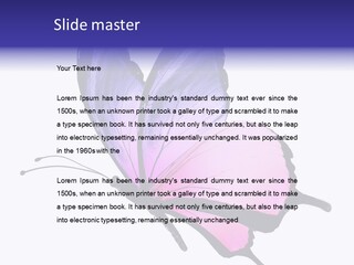 A Pink Butterfly With Purple Wings On A White Background PowerPoint Template