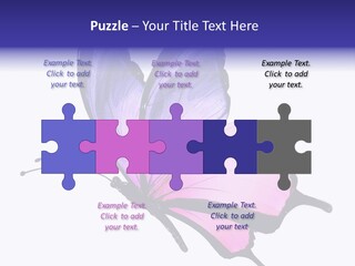A Pink Butterfly With Purple Wings On A White Background PowerPoint Template