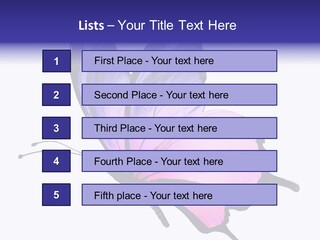 A Pink Butterfly With Purple Wings On A White Background PowerPoint Template