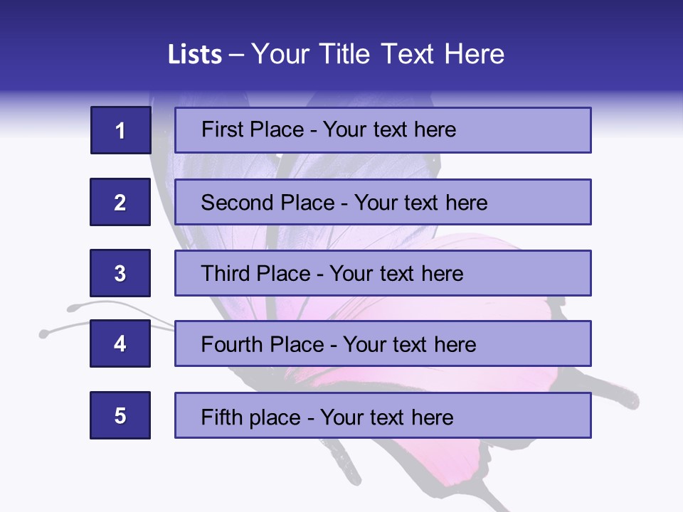 A Pink Butterfly With Purple Wings On A White Background PowerPoint Template