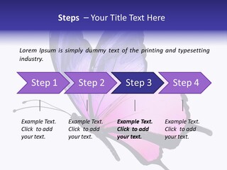 A Pink Butterfly With Purple Wings On A White Background PowerPoint Template