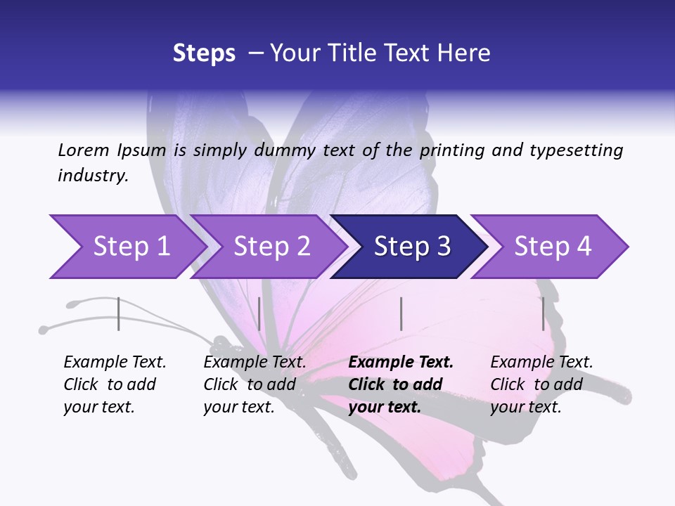 A Pink Butterfly With Purple Wings On A White Background PowerPoint Template