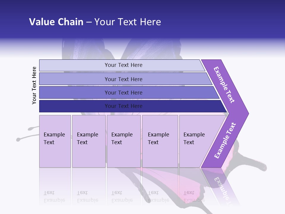 A Pink Butterfly With Purple Wings On A White Background PowerPoint Template