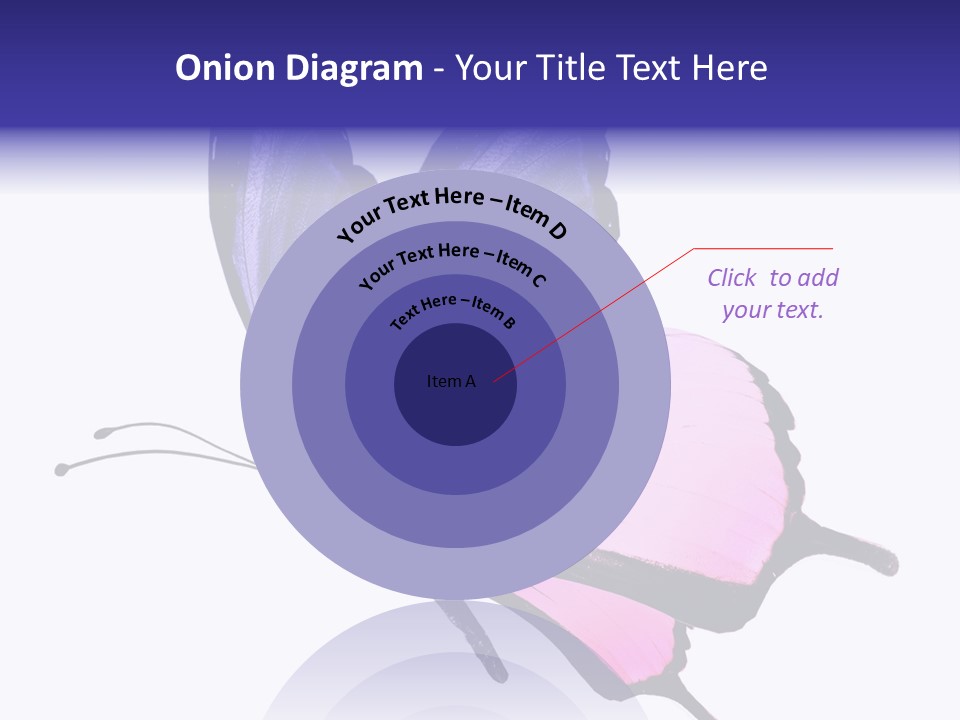 A Pink Butterfly With Purple Wings On A White Background PowerPoint Template