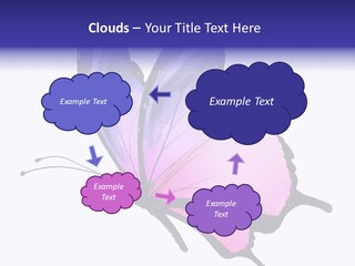 A Pink Butterfly With Purple Wings On A White Background PowerPoint Template