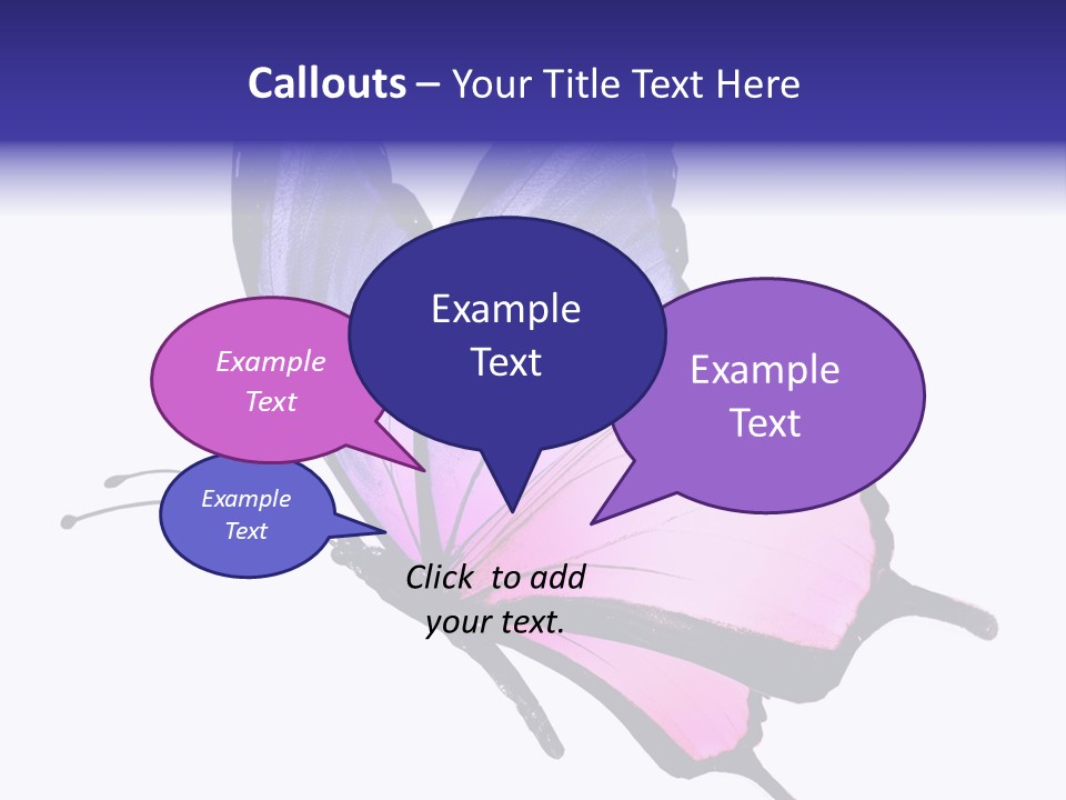 A Pink Butterfly With Purple Wings On A White Background PowerPoint Template