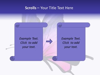 A Pink Butterfly With Purple Wings On A White Background PowerPoint Template