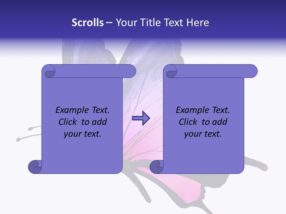 A Pink Butterfly With Purple Wings On A White Background PowerPoint Template