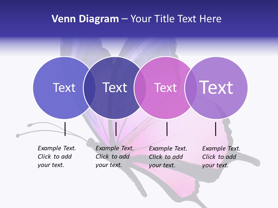 A Pink Butterfly With Purple Wings On A White Background PowerPoint Template