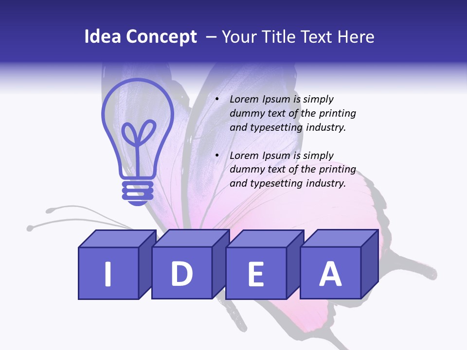 A Pink Butterfly With Purple Wings On A White Background PowerPoint Template
