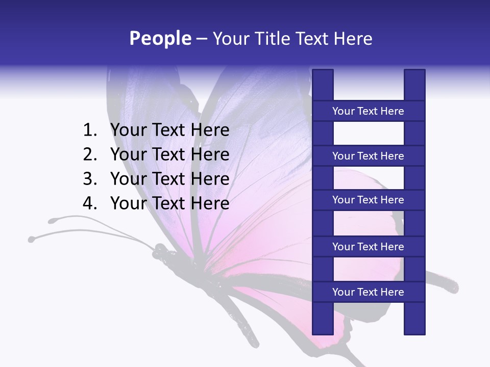A Pink Butterfly With Purple Wings On A White Background PowerPoint Template