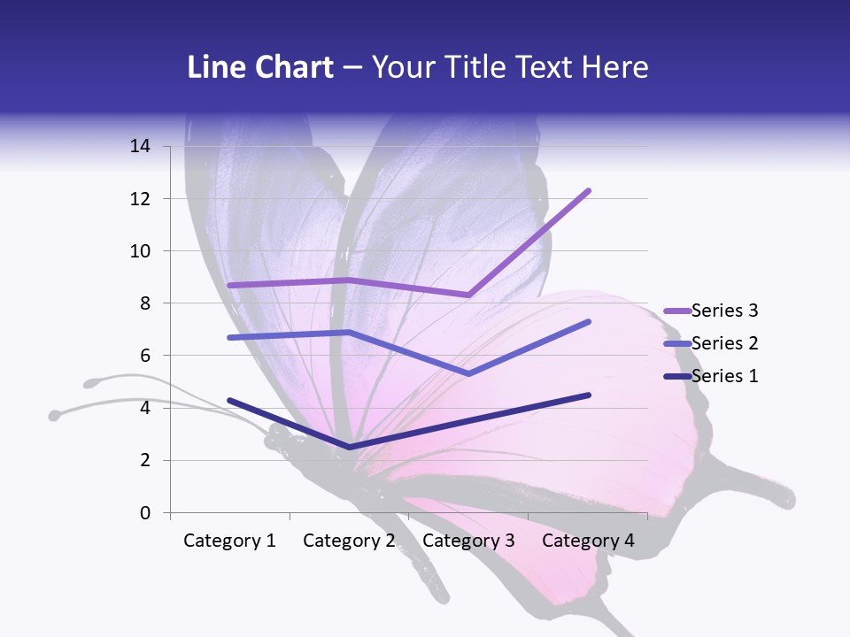 A Pink Butterfly With Purple Wings On A White Background PowerPoint Template