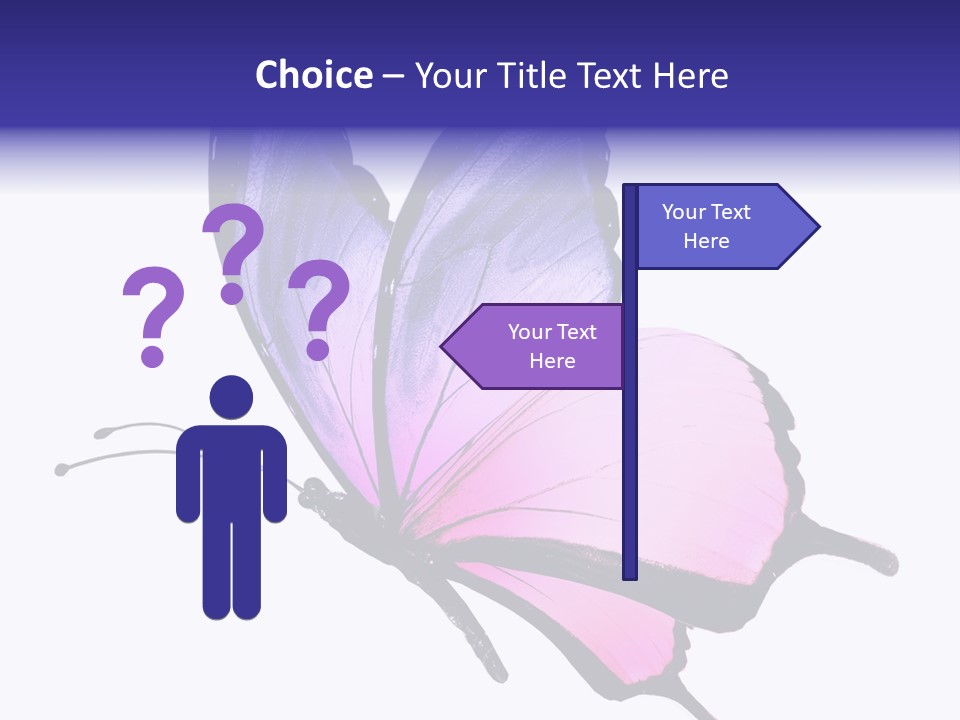 A Pink Butterfly With Purple Wings On A White Background PowerPoint Template