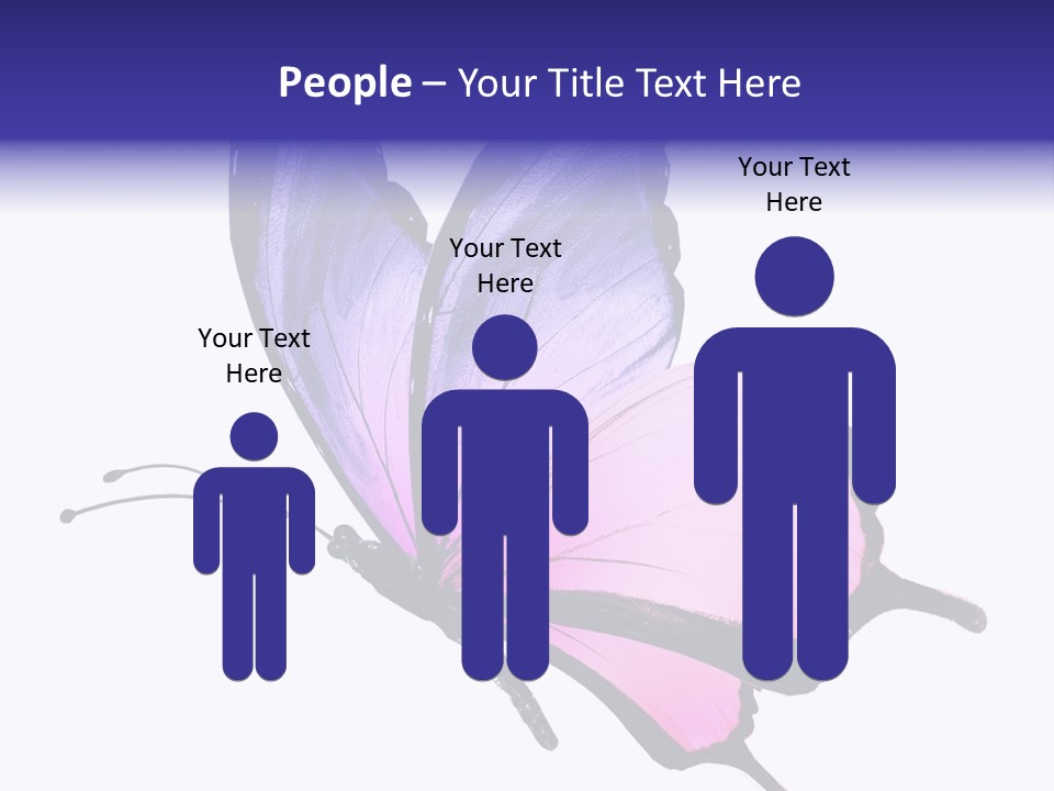 A Pink Butterfly With Purple Wings On A White Background PowerPoint Template