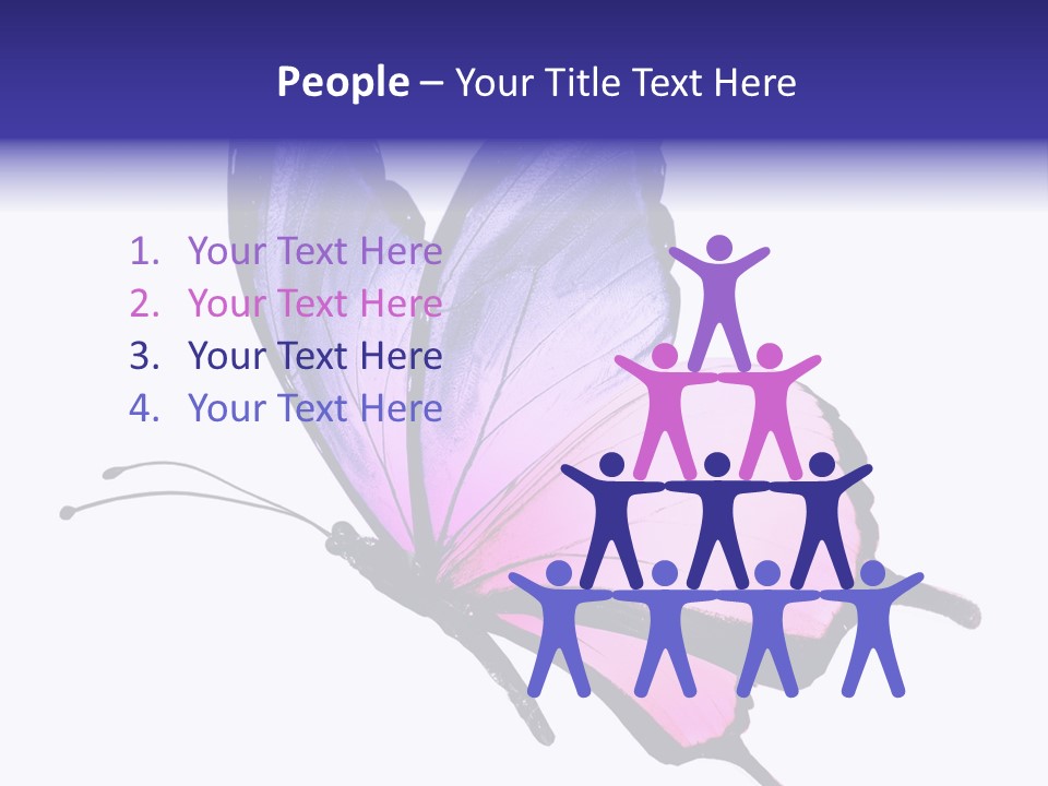 A Pink Butterfly With Purple Wings On A White Background PowerPoint Template