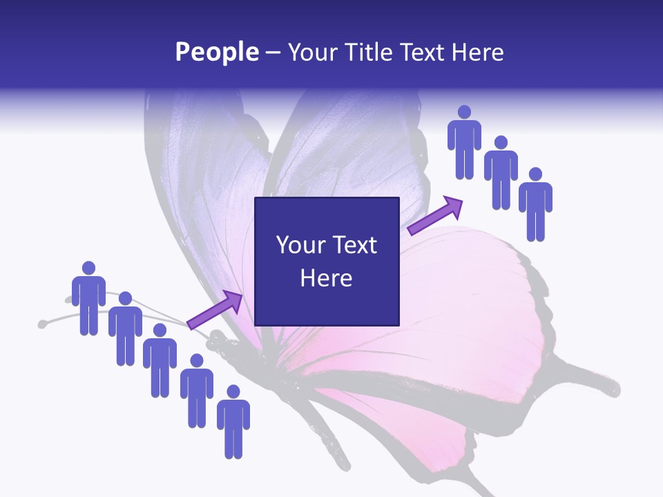A Pink Butterfly With Purple Wings On A White Background PowerPoint Template