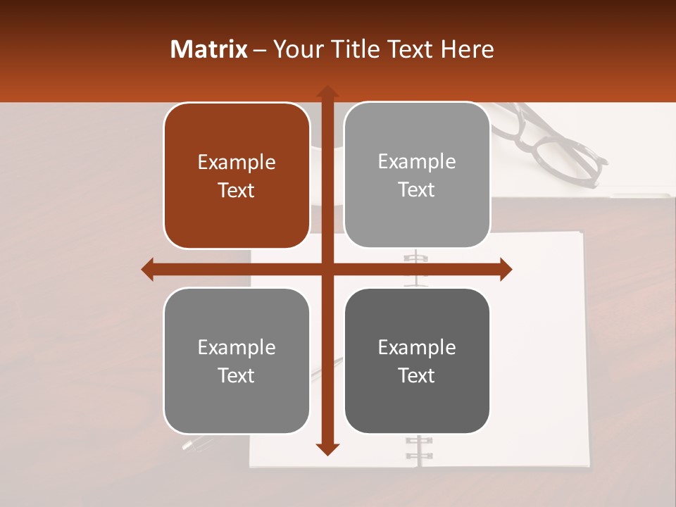 A Desk With A Notepad, Pen And A Cup Of Coffee PowerPoint Template