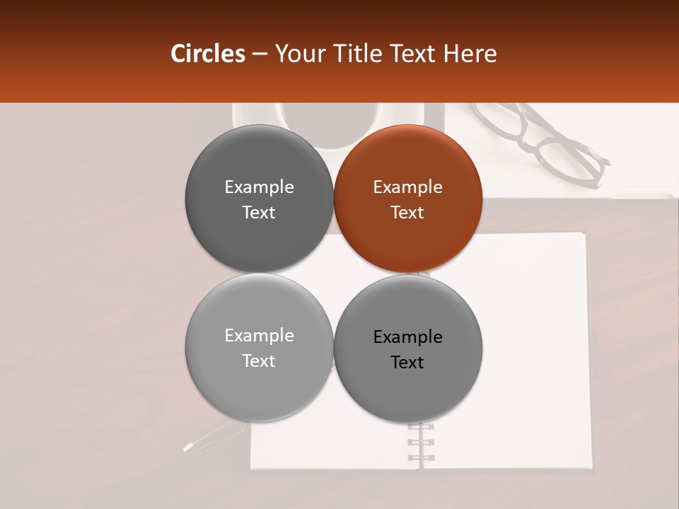 A Desk With A Notepad, Pen And A Cup Of Coffee PowerPoint Template