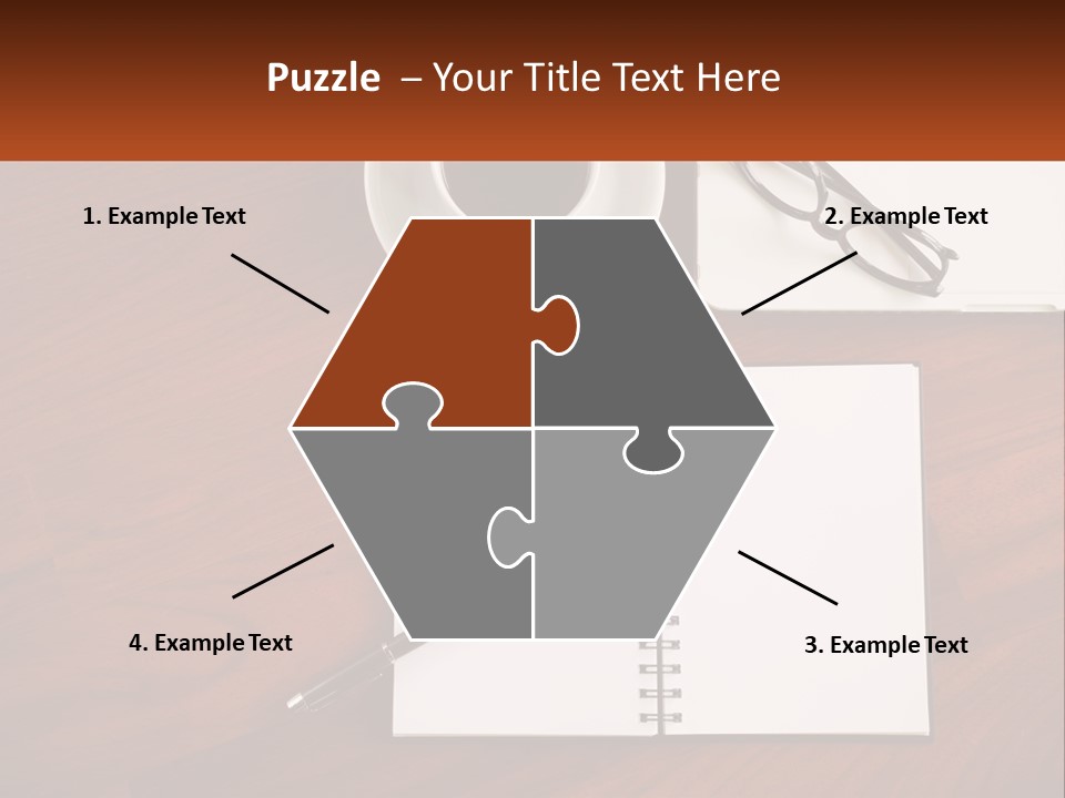 A Desk With A Notepad, Pen And A Cup Of Coffee PowerPoint Template