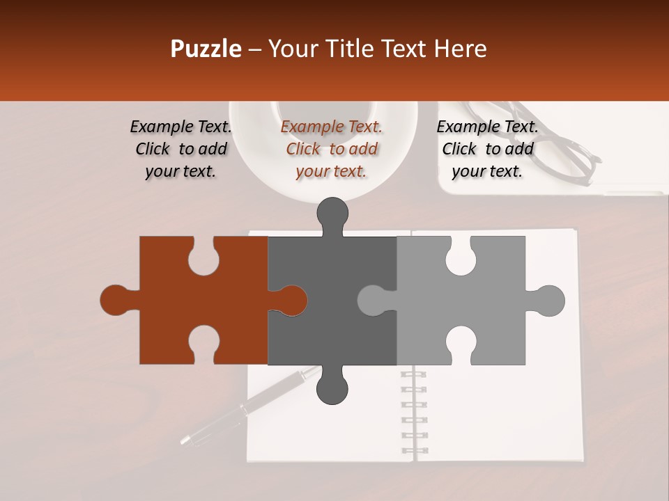 A Desk With A Notepad, Pen And A Cup Of Coffee PowerPoint Template