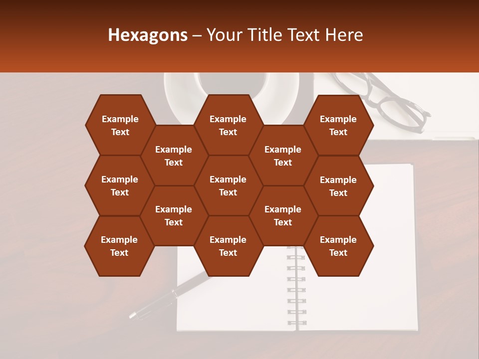 A Desk With A Notepad, Pen And A Cup Of Coffee PowerPoint Template