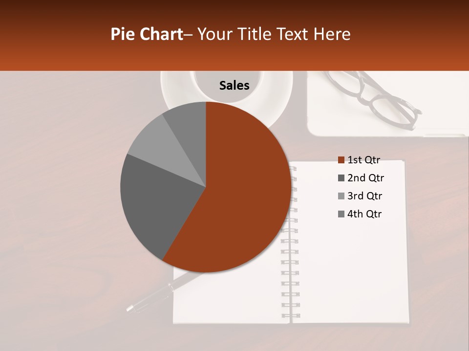 A Desk With A Notepad, Pen And A Cup Of Coffee PowerPoint Template