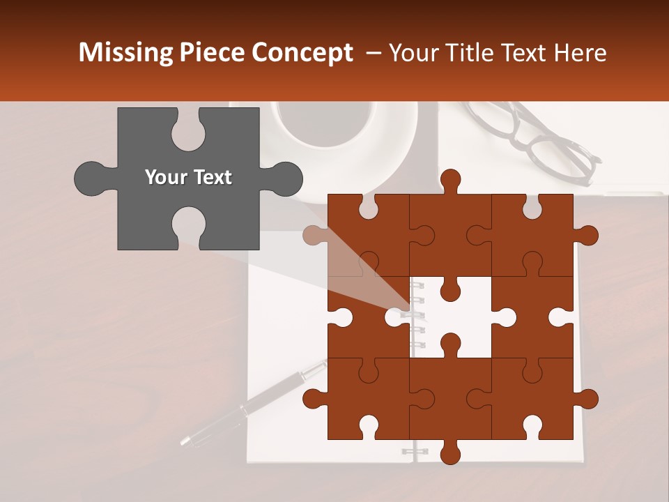 A Desk With A Notepad, Pen And A Cup Of Coffee PowerPoint Template