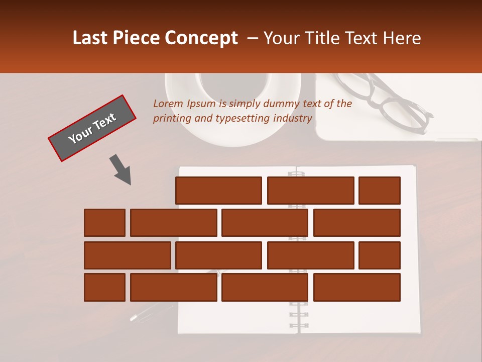 A Desk With A Notepad, Pen And A Cup Of Coffee PowerPoint Template