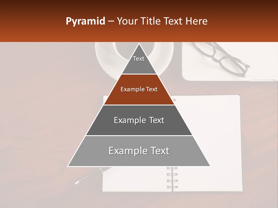 A Desk With A Notepad, Pen And A Cup Of Coffee PowerPoint Template
