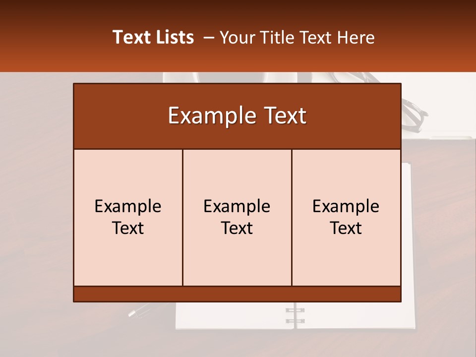 A Desk With A Notepad, Pen And A Cup Of Coffee PowerPoint Template