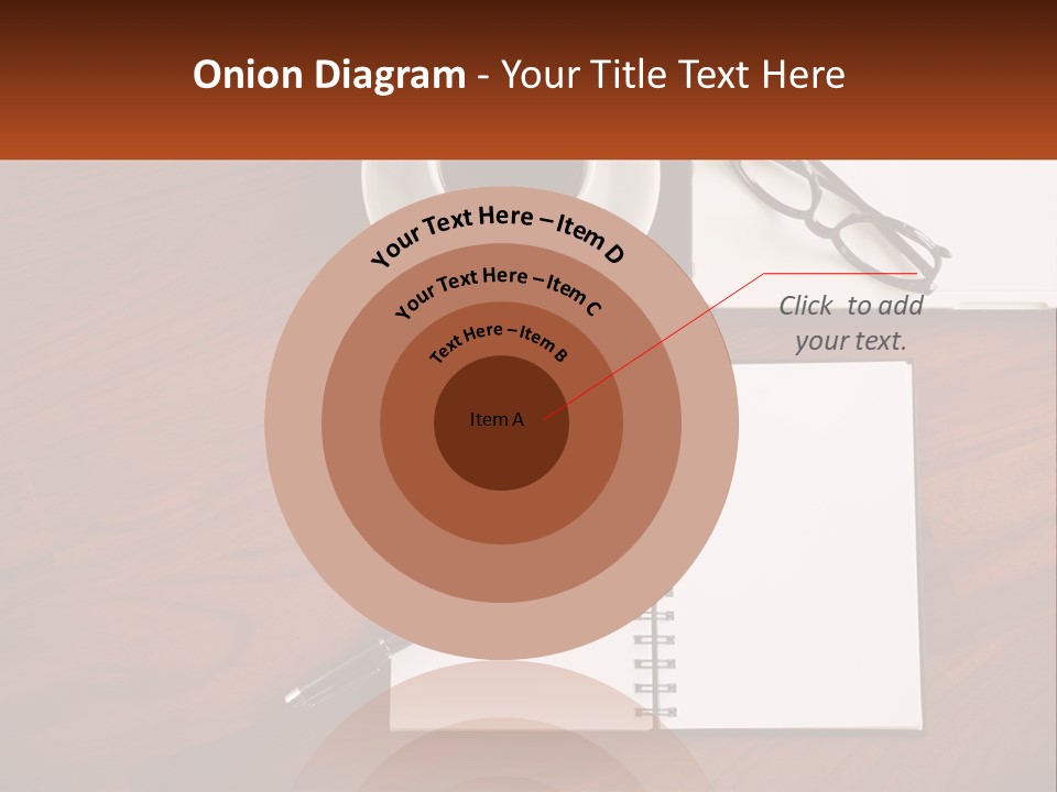 A Desk With A Notepad, Pen And A Cup Of Coffee PowerPoint Template