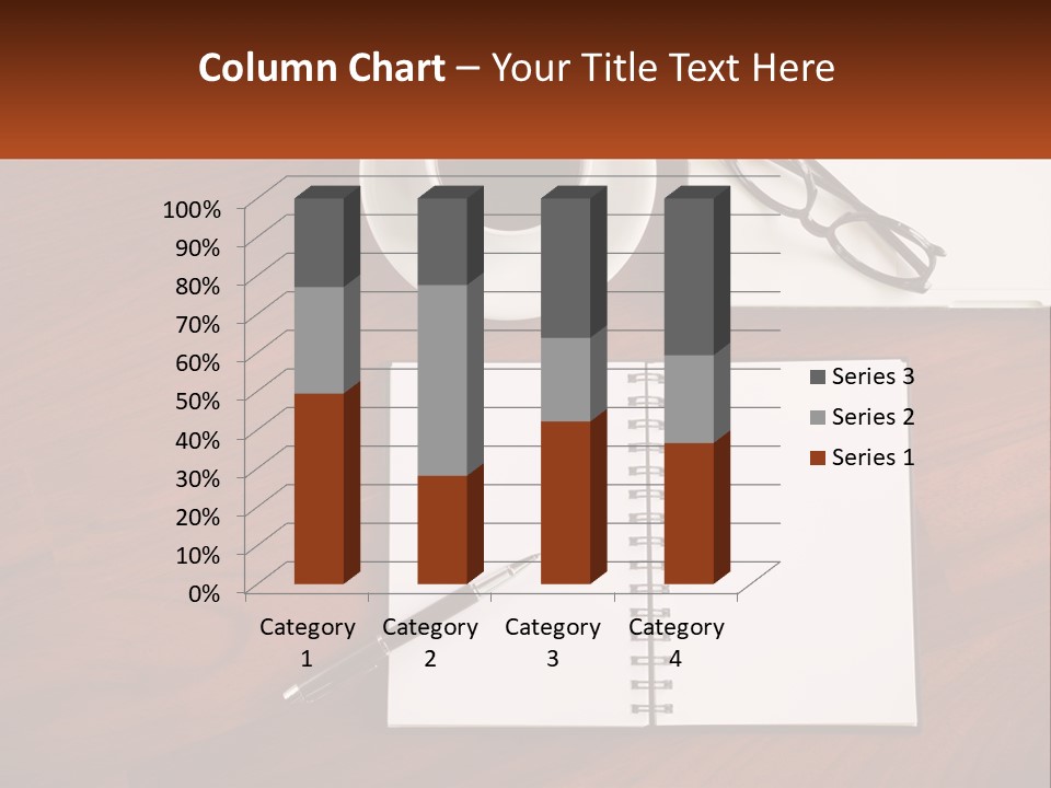 A Desk With A Notepad, Pen And A Cup Of Coffee PowerPoint Template