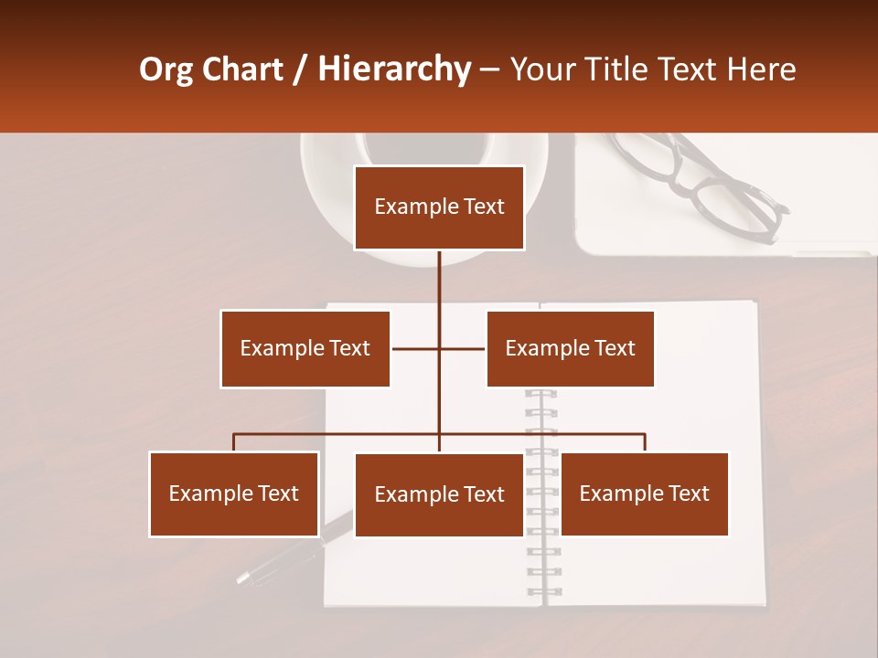 A Desk With A Notepad, Pen And A Cup Of Coffee PowerPoint Template