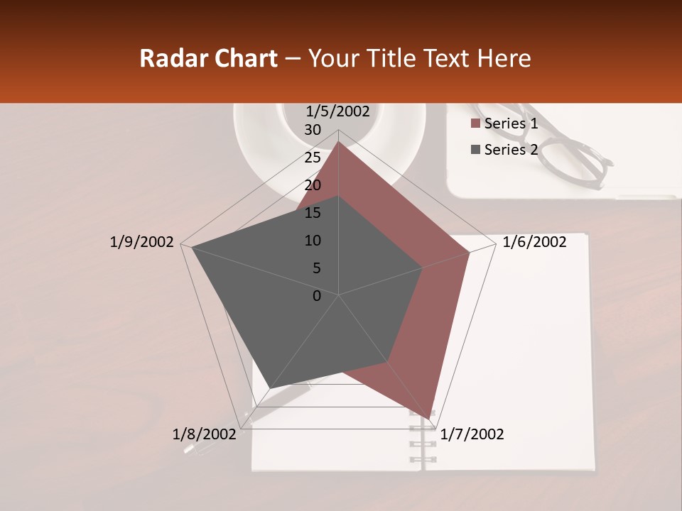 A Desk With A Notepad, Pen And A Cup Of Coffee PowerPoint Template